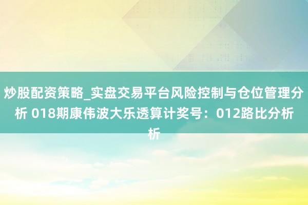 炒股配资策略_实盘交易平台风险控制与仓位管理分析 018期康伟波大乐透算计奖号：012路比分析